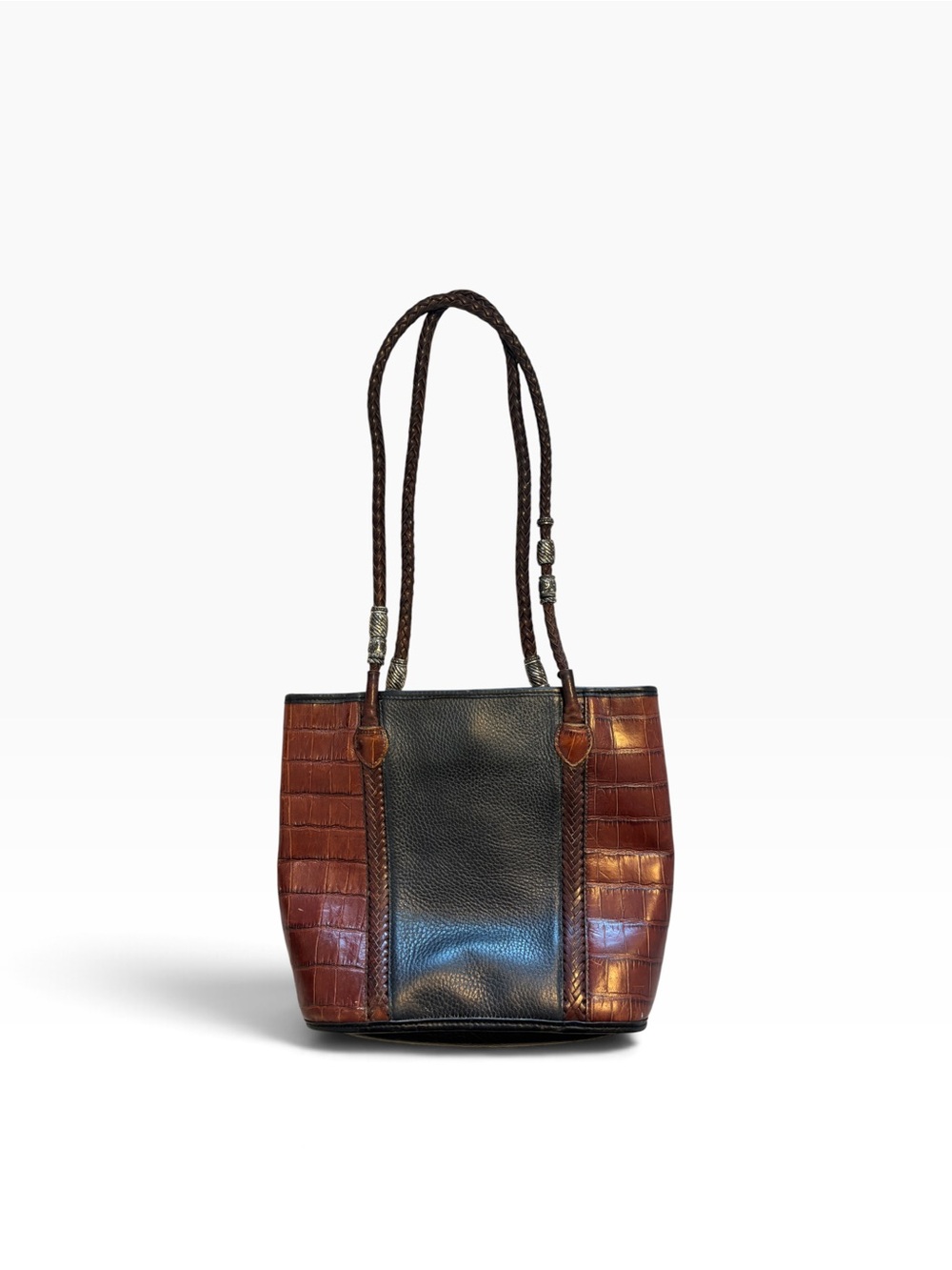 Black and Brown Leather Tote Bag - Women